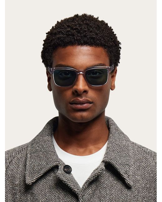 Ferragamo Blue Rectangular Frame Sunglasses Colorless for men