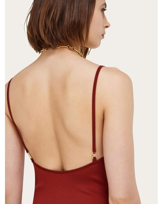 Ferragamo Red Knitted Slip Dress