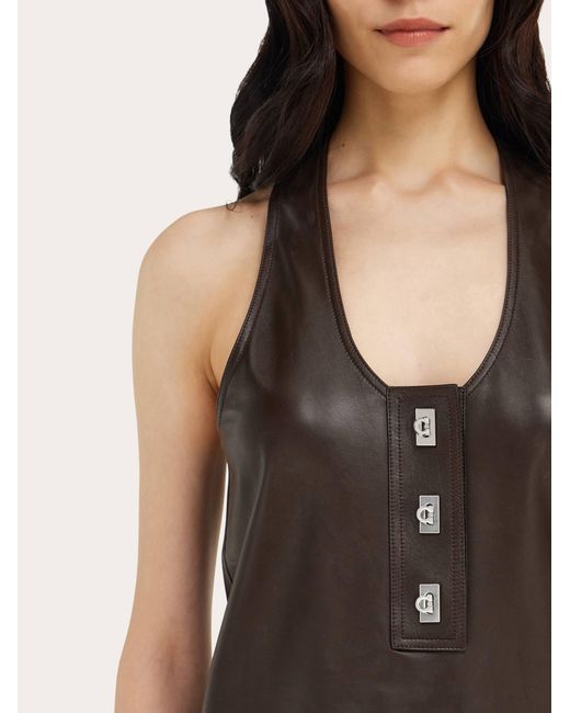 Ferragamo Black Nappa Racer Back Vest