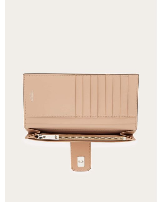 Ferragamo Natural Double Gancini Continental Wallet
