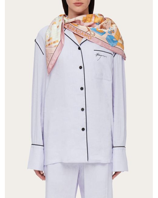 Ferragamo Pink Atelier Print Silk Scarf
