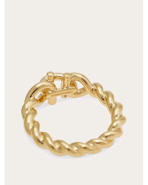 Ferragamo Natural Gancini Twisted Ring (50Mm)