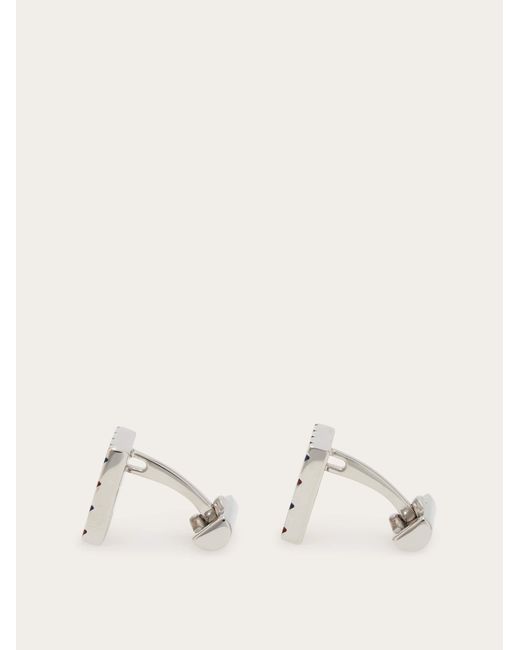 Ferragamo White Square Gancini Cufflinks for men