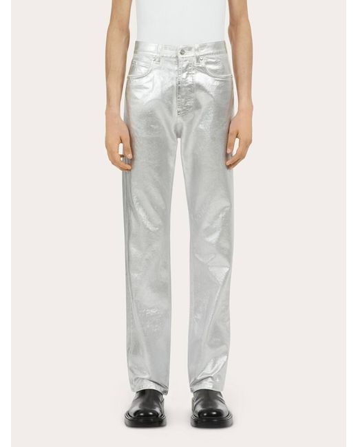 Ferragamo Gray Metallic 5 Pocket Trousers for men