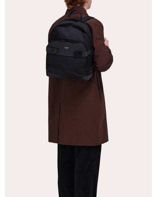 Ferragamo Black Backpack With Gancini Buckles for men