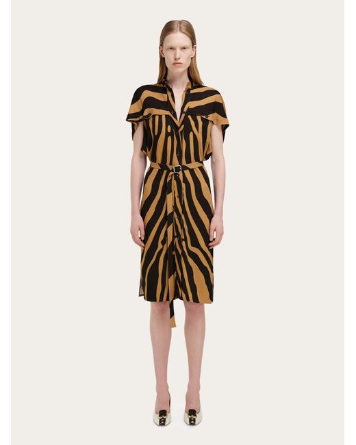 Ferragamo Metallic Twill Shirt Dress