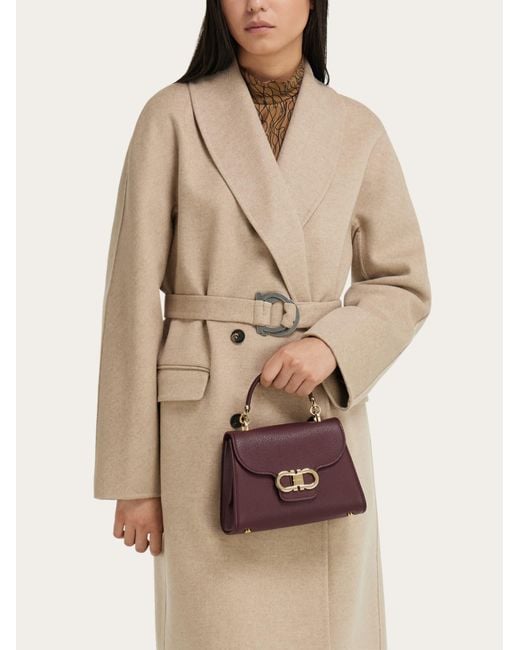 Ferragamo Purple Double Gancini Top Handle (Xs)