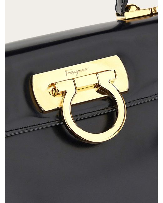 Ferragamo Black Iconic Top Handle (M)