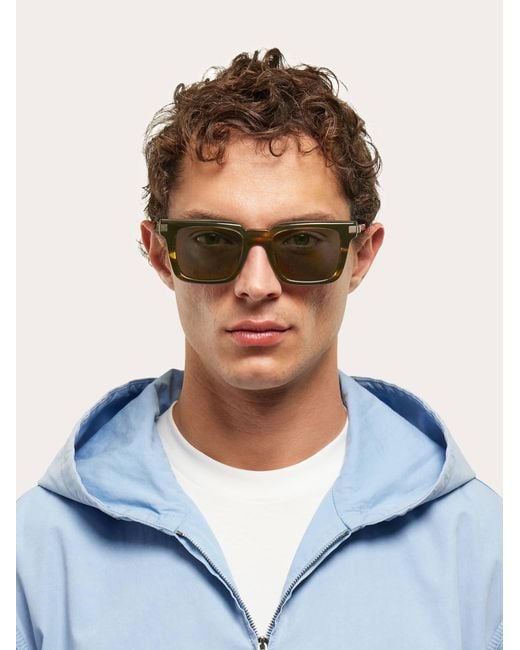 Ferragamo Gray Rectangular Frame Sunglasses for men