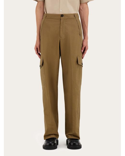 Ferragamo Natural Canvas Cargo Pants for men