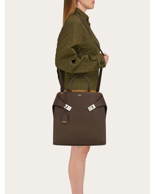 Ferragamo Brown Hug Tote Bag for men