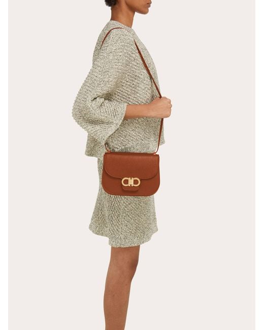 Ferragamo Brown Double Gancini Crossbody Bag (Xs)