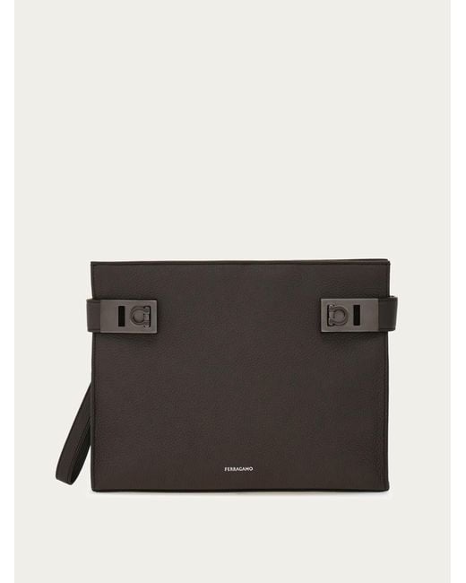 Ferragamo Black Pouch With Hug Buckle for men