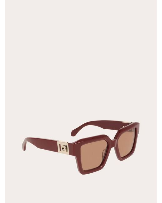 Ferragamo Pink Rectangular Frame Sunglasses