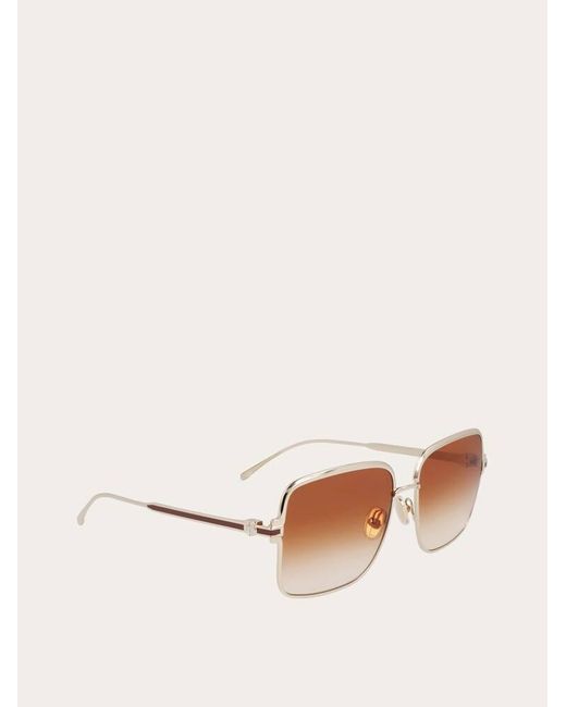 Ferragamo Brown Rectangular Frame Sunglasses