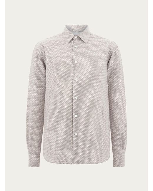 Ferragamo White Micro-Patterned Shirt for men