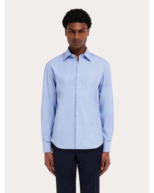 Ferragamo Blue Shirt With Micro Print for men