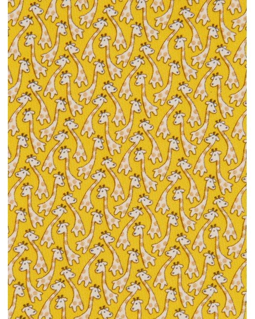 Ferragamo Yellow Men Giraffe Print Silk Tie for men