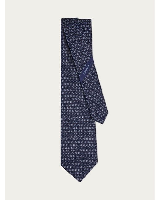 Ferragamo Blue Gancini Jacquard Tie for men