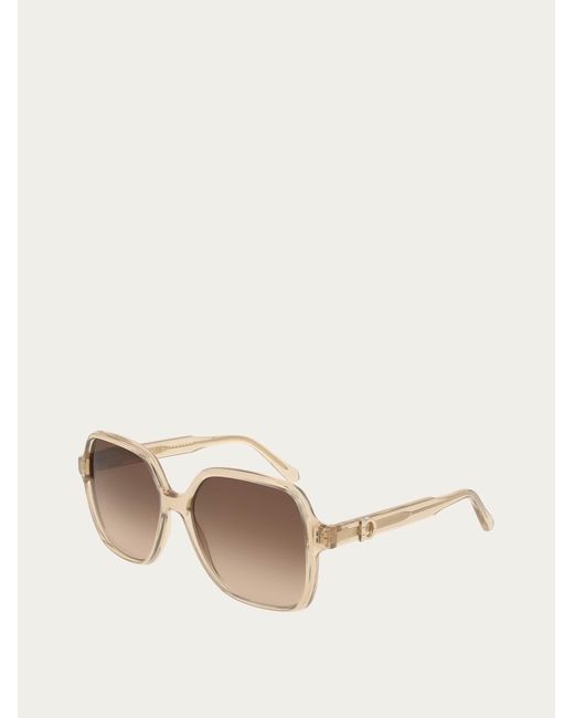Ferragamo Natural Square Frame Sunglasses