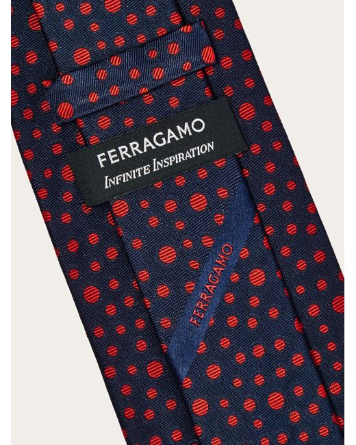 Ferragamo Blue Pois Print Silk Tie for men