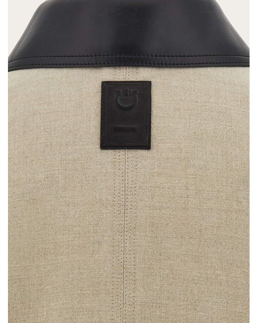 Ferragamo Natural Men Pea Coat With Eco-leather Collar for men