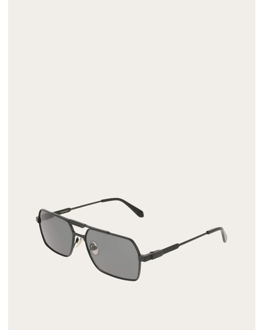Ferragamo Gray Rectangular Frame Sunglasses for men