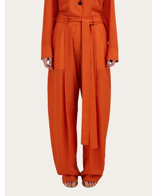 Ferragamo Orange Barrel-Leg Trousers