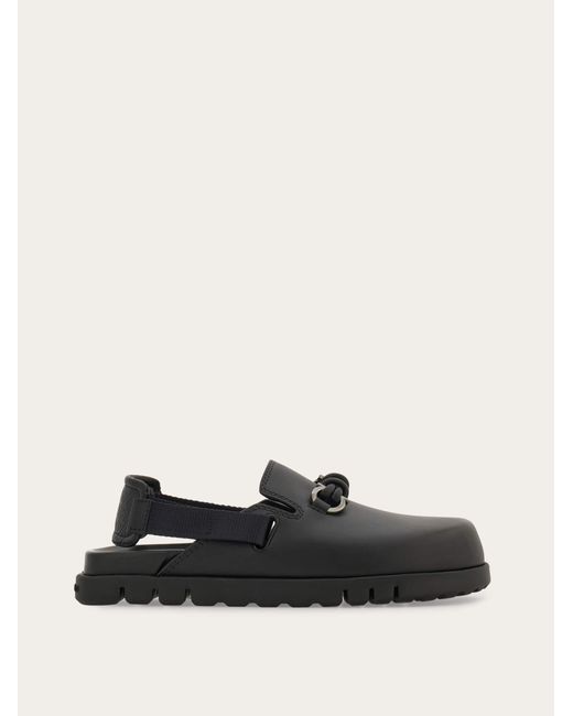 Ferragamo Black Gancini Buckle Mule for men