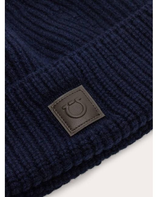 Ferragamo Blue Knitted Beanie for men