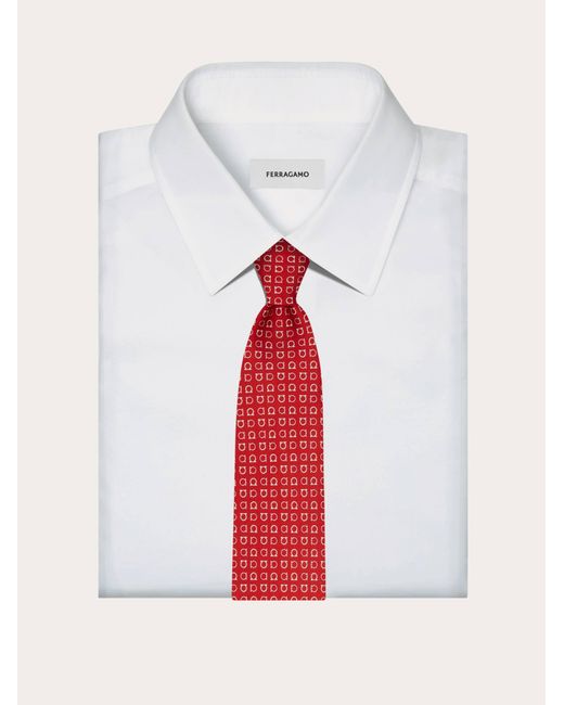 Ferragamo Red Gancini Print Silk Tie for men