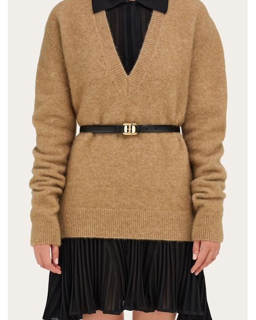 Ferragamo Natural New Vara Plate Belt