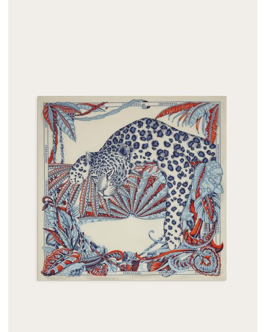 Ferragamo Blue Damen Halstuch aus reiner Seide Animalier-Print
