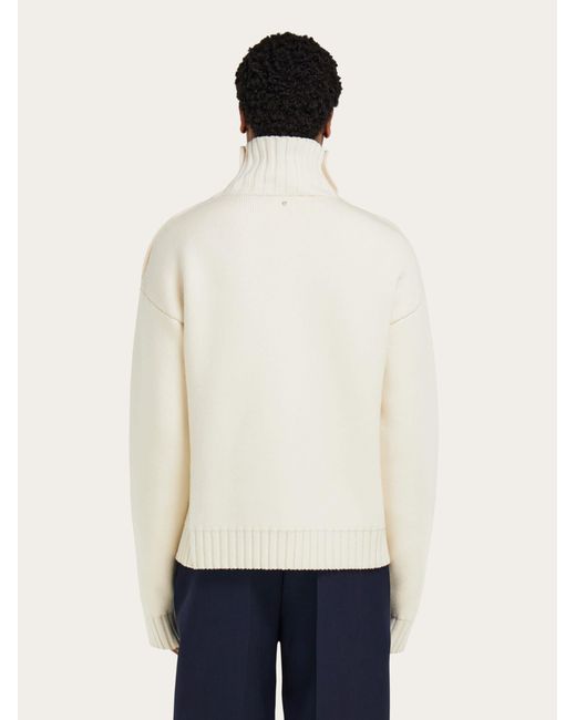 Ferragamo Natural Knitted Sweater With Button Detail for men