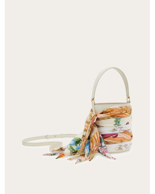 Ferragamo Natural Mini Bucket Bag With Foulard