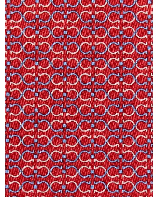 Ferragamo Red Gancini Print Silk Tie for men