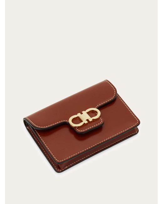 Ferragamo Brown Gancini Card Holder