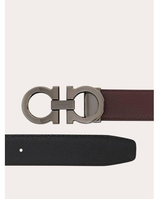 Ferragamo Brown Reversible And Adjustable Gancini Belt for men