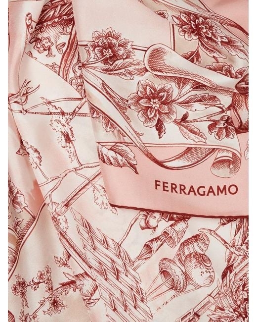 Ferragamo Pink Voyage Print Silk Scarf