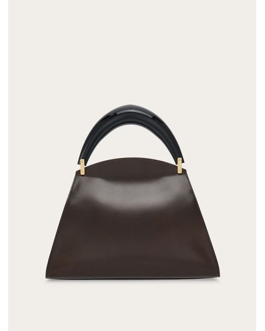 Ferragamo Black Geometric Handbag With Sculptural Handle