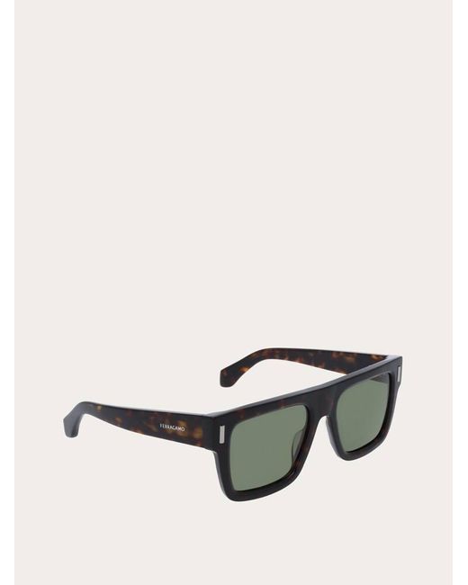 Ferragamo Green Rectangular Frame Sunglasses for men
