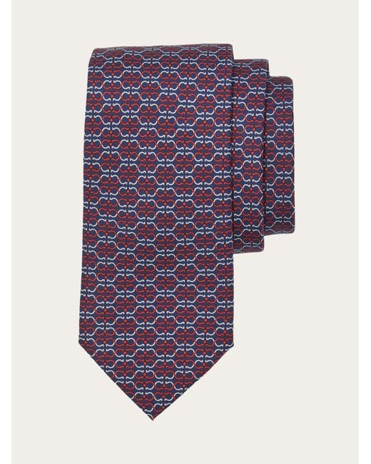 Ferragamo Purple Gancini Print Silk Tie for men