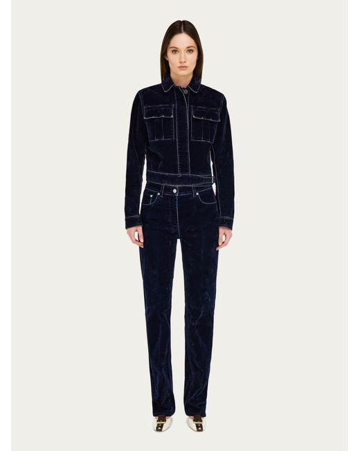 Ferragamo Blue Five Pocket Trouser