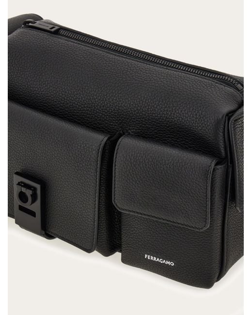 Ferragamo Black Utility Crossbody Bag With Hug Buckle for men