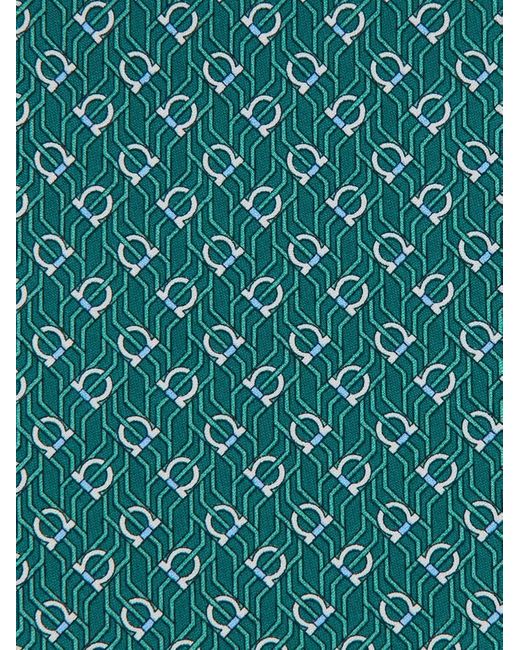 Ferragamo Green Tetris Print Silk Tie for men