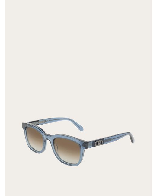 Ferragamo Blue Square Frame Sunglasses for men