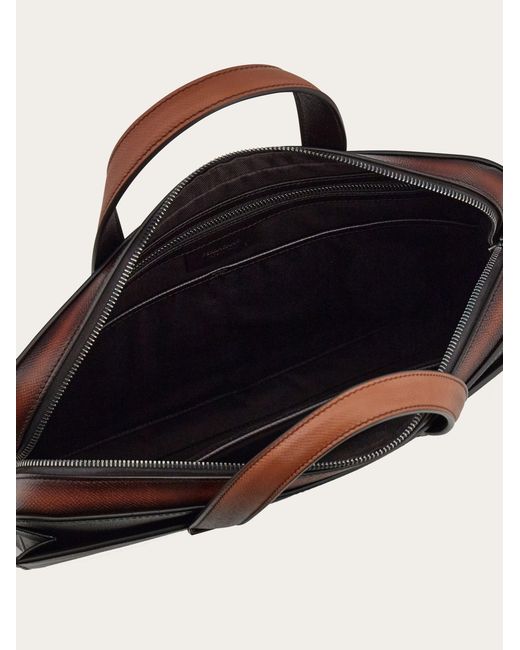 Ferragamo Brown Gancini Briefcase for men