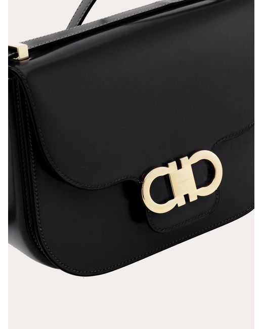 Ferragamo Black Double Gancini North-South Crossbody Bag