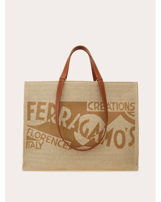 Ferragamo Natural Tote Bag With Logo (Xl)