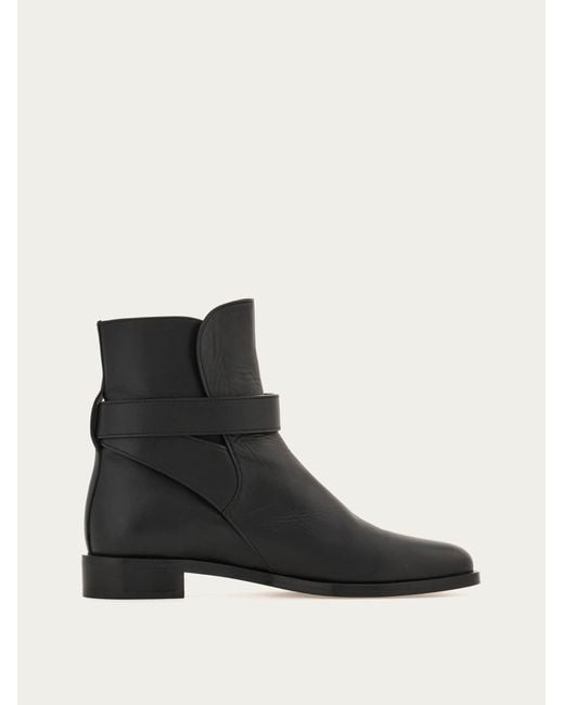 Ferragamo Black Hug Buckle Ankle Boot